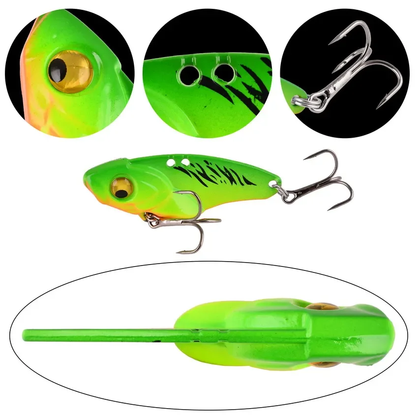 Señuelo de Metal de hoja Vib, cebos de vibración que se hunden, ojos 3D, Vibe Artificial para pesca de lubina, perca, 5 unids/set por juego - imagen 2