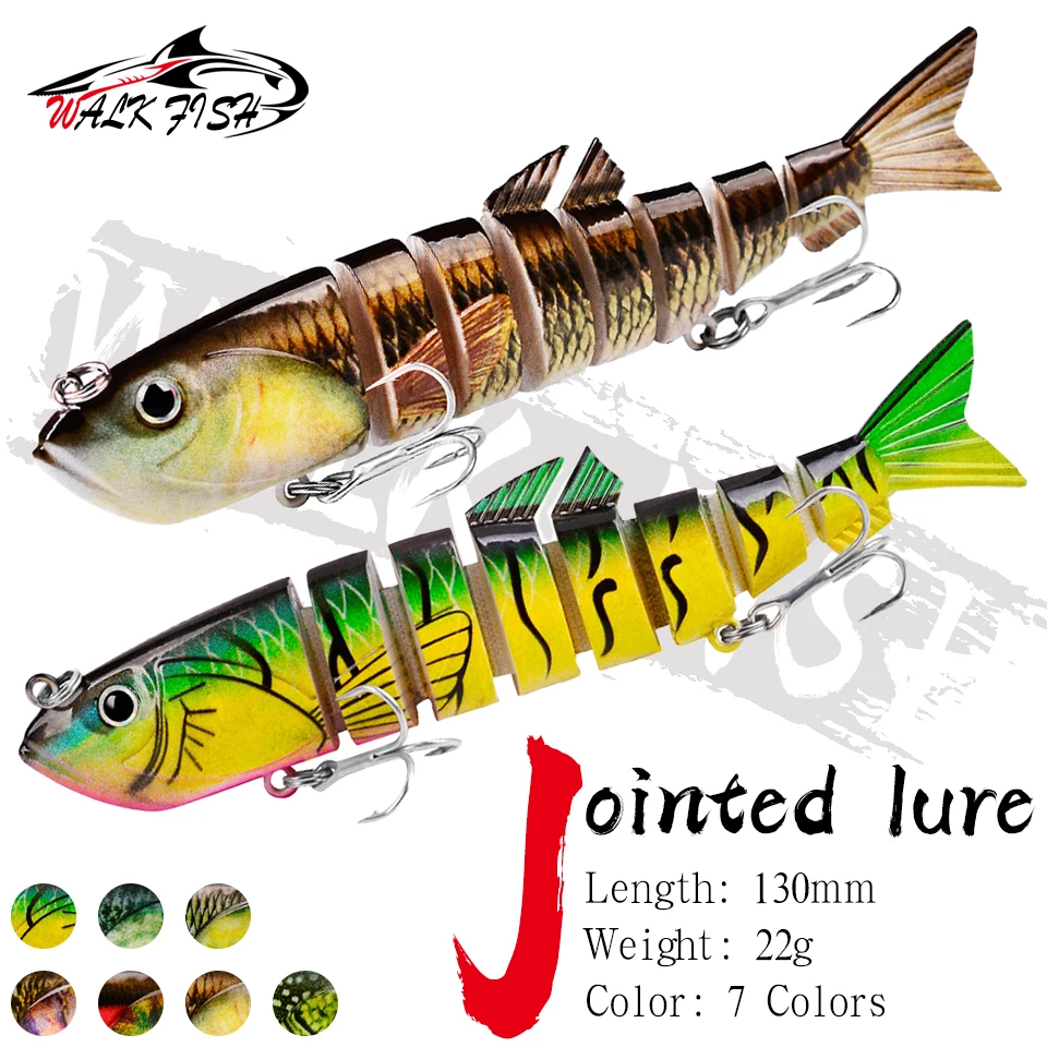 WALK FISH 1 Uds 13cm 22g 8 segmentos Swimbait cebo articulado hundimiento Wobblers Señuelos de pesca Crankbait cebo Artificial duro para lubina