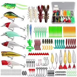 TAIYU 18/43/165/361/604 Uds Kit de Señuelos de Pesca juego de señuelos blandos y cebos duros plantilla de Metal accesorios de pesca de mar Wobblers artificiales