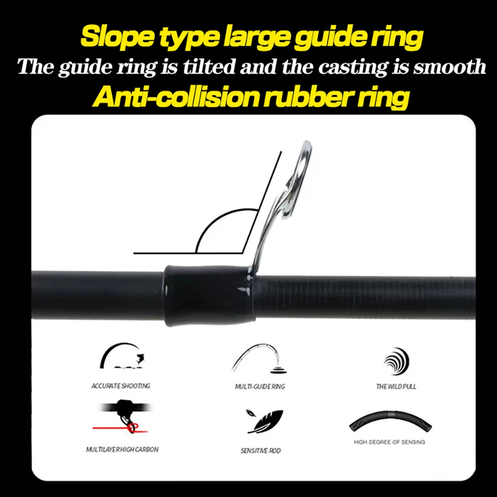 Cañas de pescar telescópicas de pulpo, caña giratoria de carbono de 1,8 m, 2,1 m, 2,4 m, 2,7 m, 3,0 m, caña de pescar para lubina, Lucio, calamar, barco, cebo de pesca de 8-18g - imagen 4