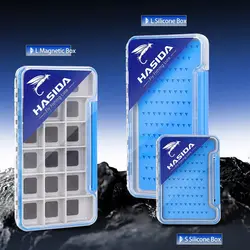 HISTAR-anzuelo para moscas, almacenamiento de PC + ABS, fuerte atracción magnética, ranuras para anzuelos precisas gruesas, caja de aparejos de pesca transparente e impermeable