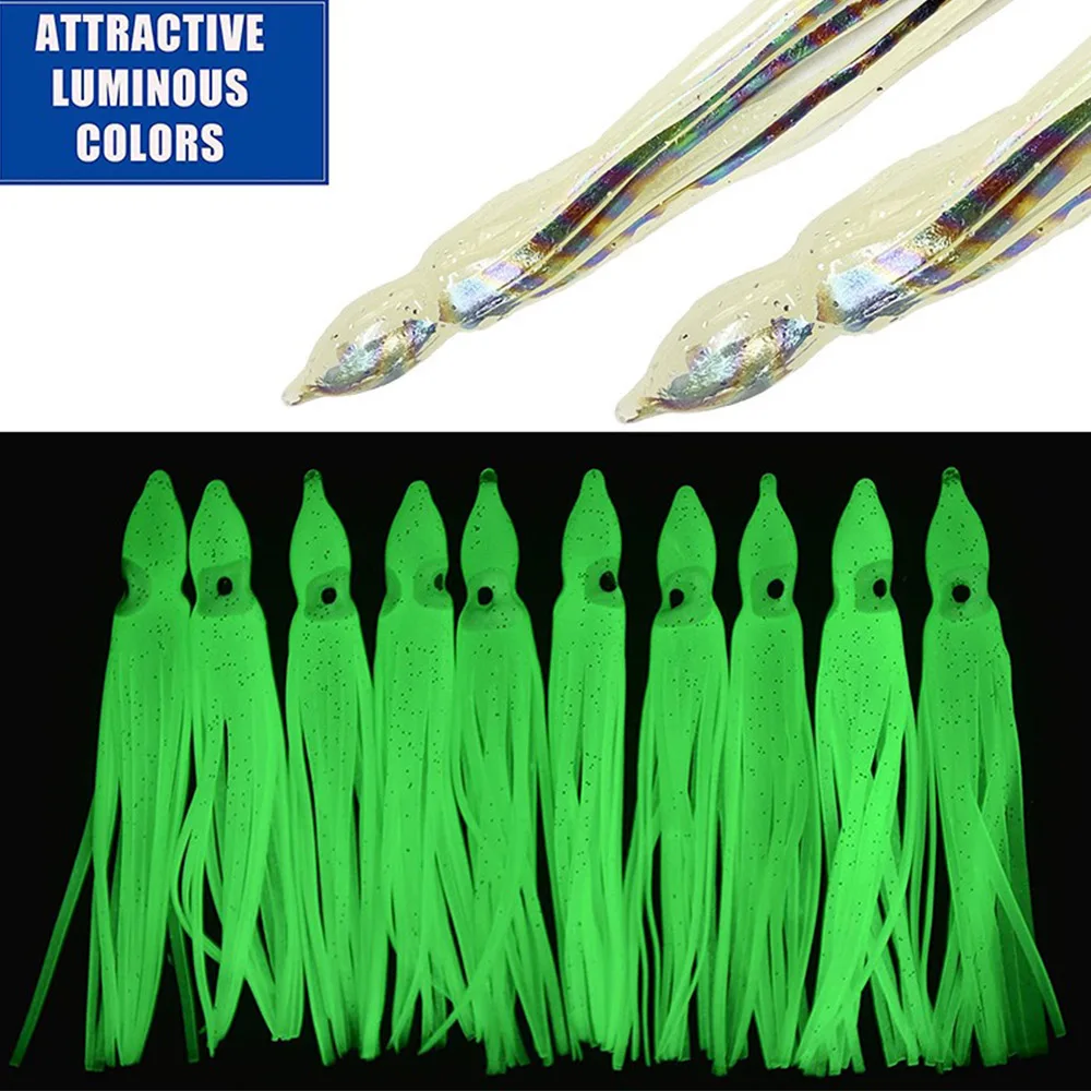 10 Uds. Faldas de calamar y pulpo Trolling 15cm 18cm 21cm Marlin atún Wahoo Pakula falda suave aparejada agua salada gran juego señuelo de pesca - imagen 5