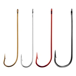 100 Uds. Anzuelos de pesca Aberdeen de vástago largo, alambre ligero de agua dulce, anzuelo de gusano recto, acero rico en carbono para lubina, trucha Bluegill