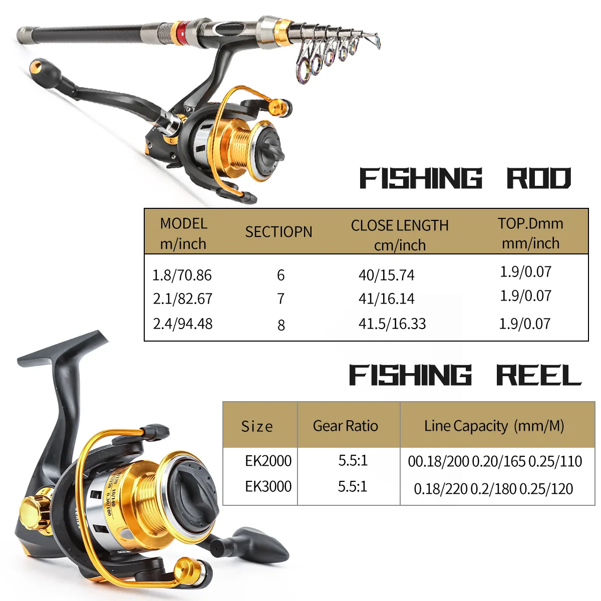 Caña de pescar de carbono Luya, juego de aparejos de pesca de viaje portátil retráctil, caña de lanzamiento, caña de pescar de mar de lanzamiento lejano - imagen 5