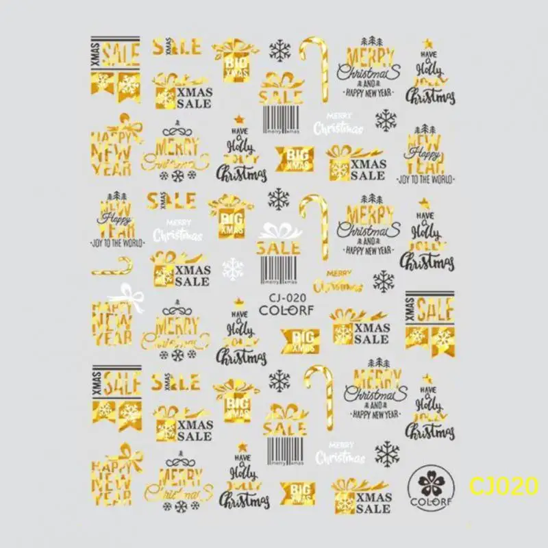 Pegatinas de Navidad para manicura, pegatinas 3D de copos de nieve, letras geométricas, animales, alce, montaña, invierno, 1/2 piezas - imagen 4