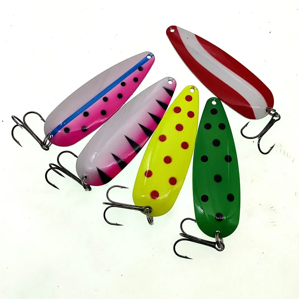 Señuelo de pesca MUKUN 19g 27g, cebos de cuchara de Metal artificiales, cuchara giratoria de colores mezclados, señuelos de curricán para trucha y lubina - imagen 3