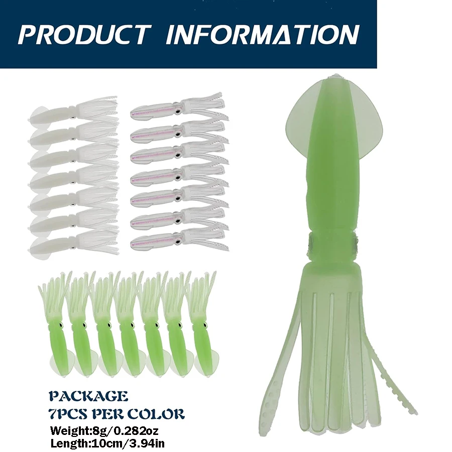 Señuelos Swimbait luminosos de vinilo – Cebo de calamar para lubina y trucha - imagen 3