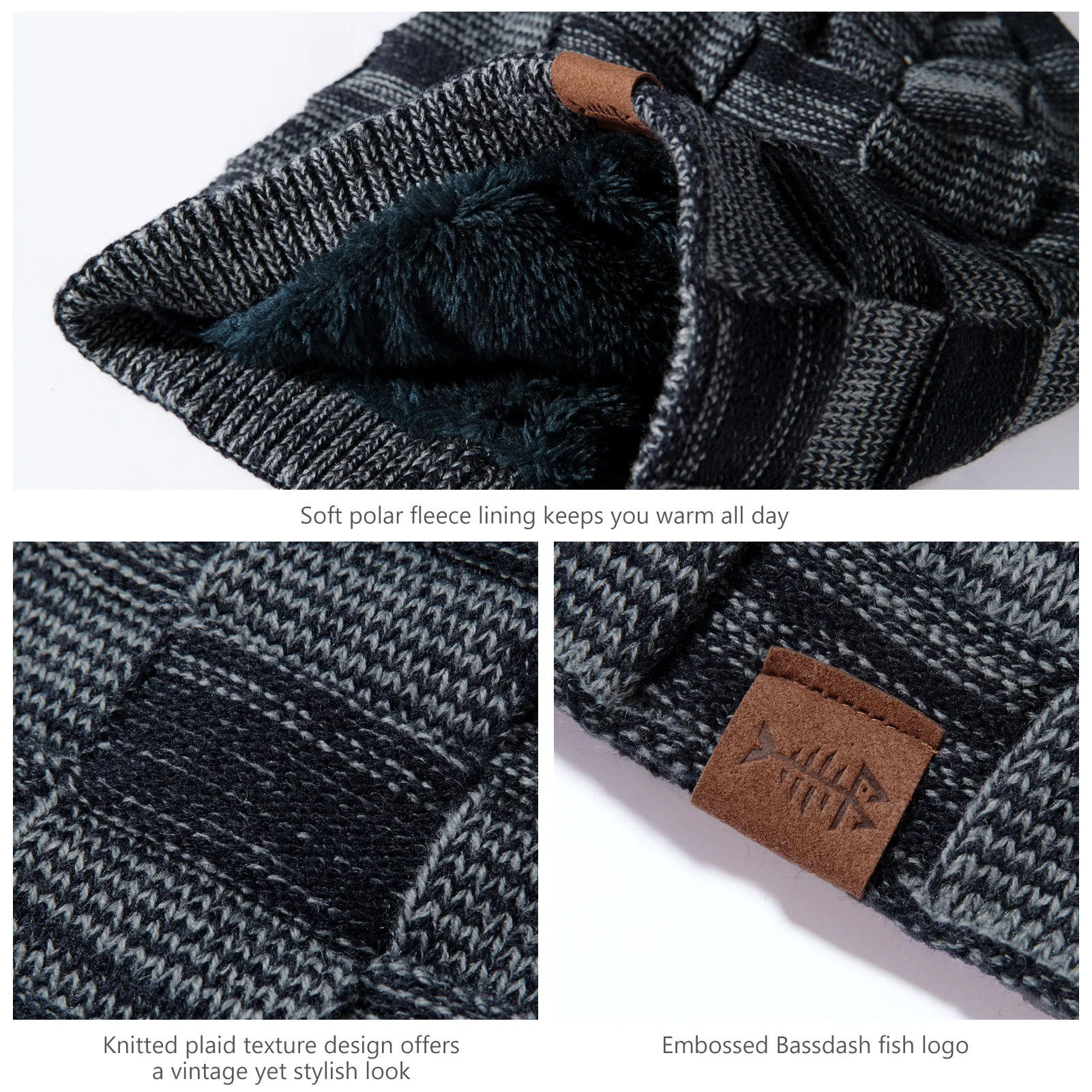 BASSDASH Gorros holgados de invierno Gorro de calavera con forro polar grueso para hombres y mujeres Gorro de punto cálido - imagen 4