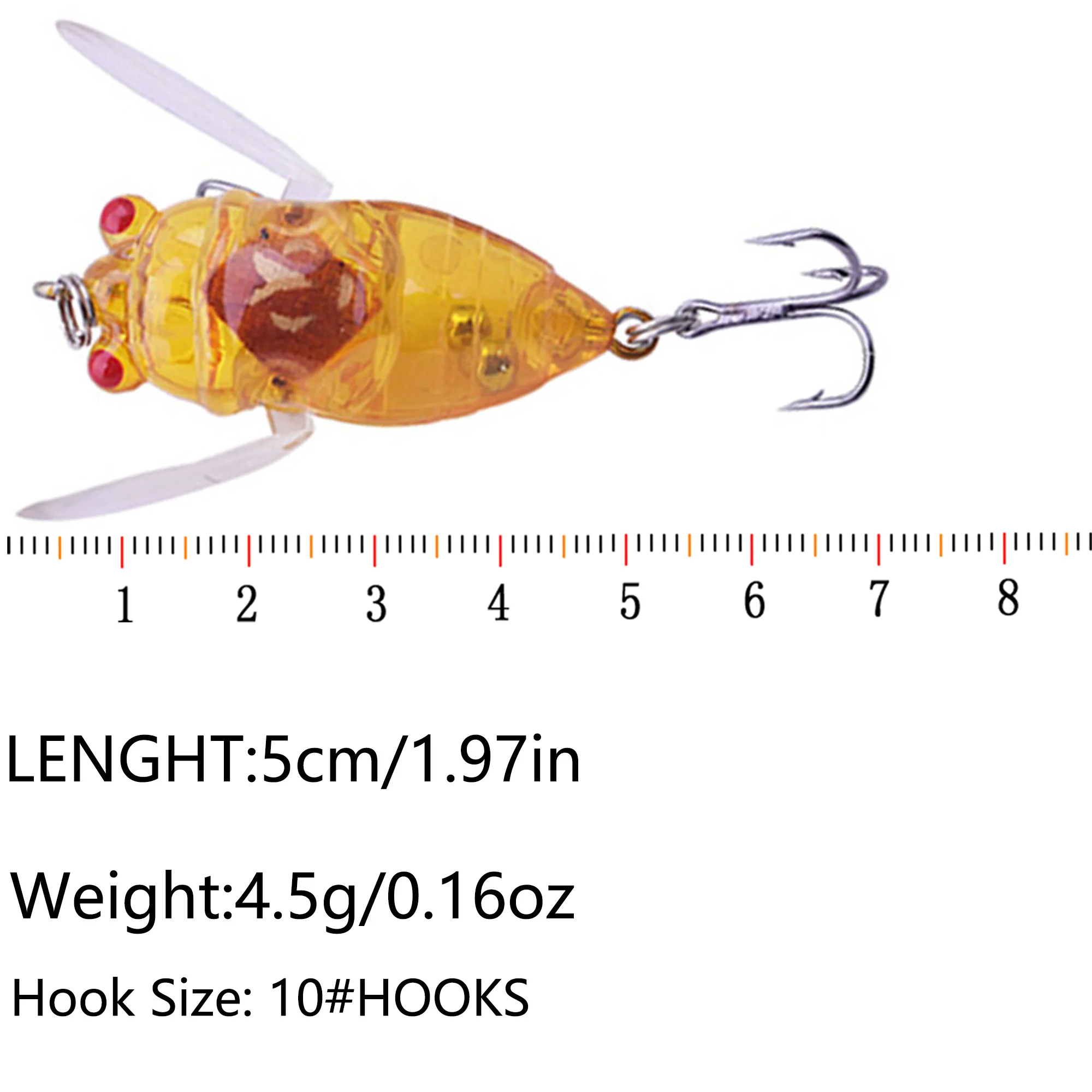 Señuelo de pesca de 5 piezas Cicada Crankbait, ojos holográficos 3D, cebo duro biomimético en forma de cigarra, cebo duro, equipo de pesca, cebos artificiales - imagen 4
