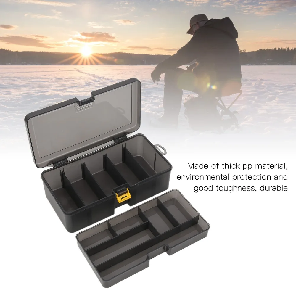 Caja de almacenamiento de cebo de pesca de doble capa, caja de aparejos de pesca gris impermeable, divisores extraíbles, caja de herramientas de pesca, almacenamiento de cebo - imagen 4