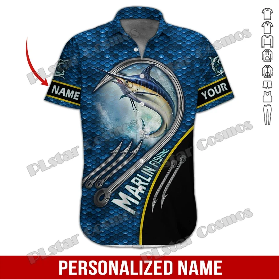Las más nuevas camisas de manga corta de verano con nombre personalizado, camisa hawaiana con estampado 3D de Walleye amarillo, camisa informal de playa para hombre DXS08 - imagen 5