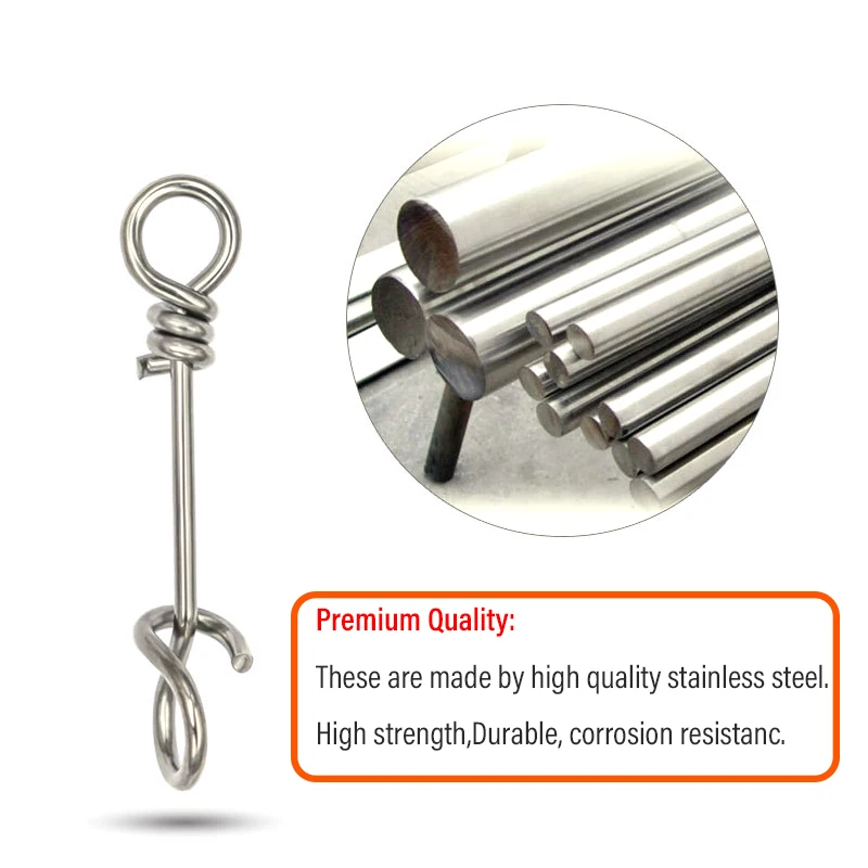 Wifreo-abrazadera de resorte de cierre rápido de acero inoxidable, 50 piezas, hebilla, señuelos, Clips, Conector de enlace para accesorios de pesca, aparejos - imagen 3