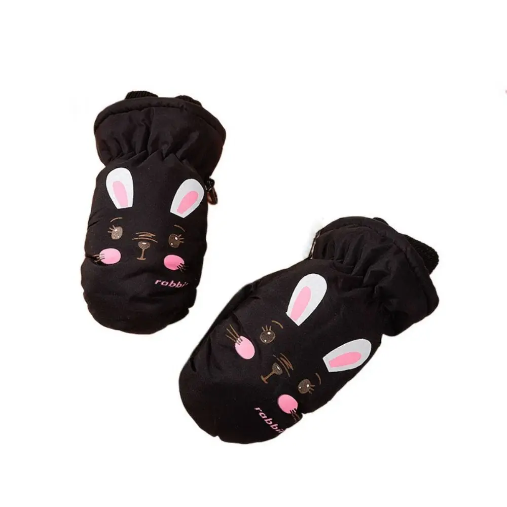 Lindos guantes negros con diseños de conejito para niños