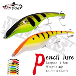 WALK FISH Señuelo tipo lápiz de hundimiento lento 145mm 44g, Jerkbait, Jerk Wobblers, Cebo para lucio, Señuelos artificiales duros para pesca de trucha