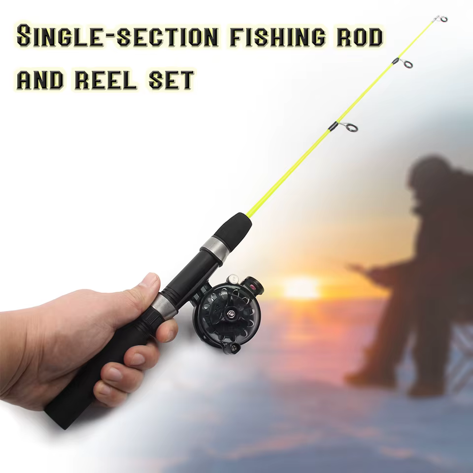 Juego de carretes y caña de pescar en hielo todo en uno ultracorto de 58cm, cuerpo de varilla de fibra de carbono adecuado para pesca en cuevas de hielo, fácil de usar - imagen 2