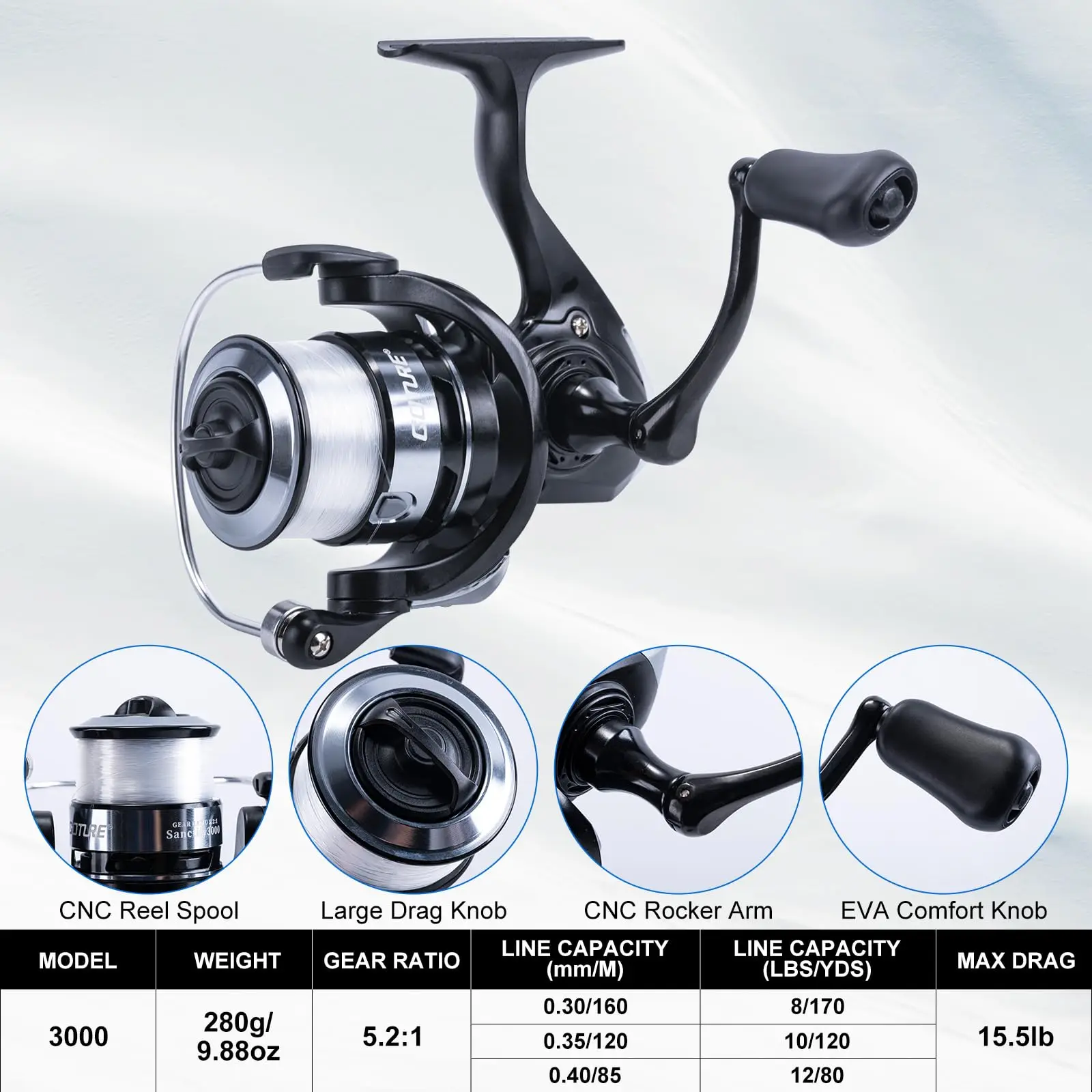 Goture-caña de pescar telescópica de 2 ruedas, Kit combinado de 2 ruedas, 1,9 M-2,7 M, con bolso de almacenamiento impermeable para viaje - imagen 3