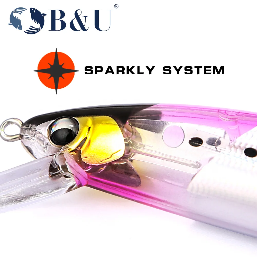 B & U peso pesado Minnow hundimiento Jerkbait señuelo de pesca de fundición larga agua salada lubina cebo Artificial de plástico aparejos - imagen 4