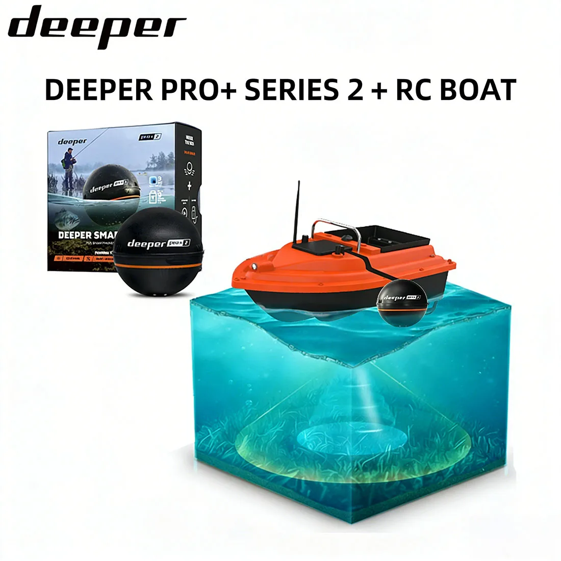 DEEPER Sonar inteligente Chirp + 3 + barco de cebo con Control remoto con Sonar CHIRP buscador de peces posicionamiento GPS retorno automático alcance de 500m