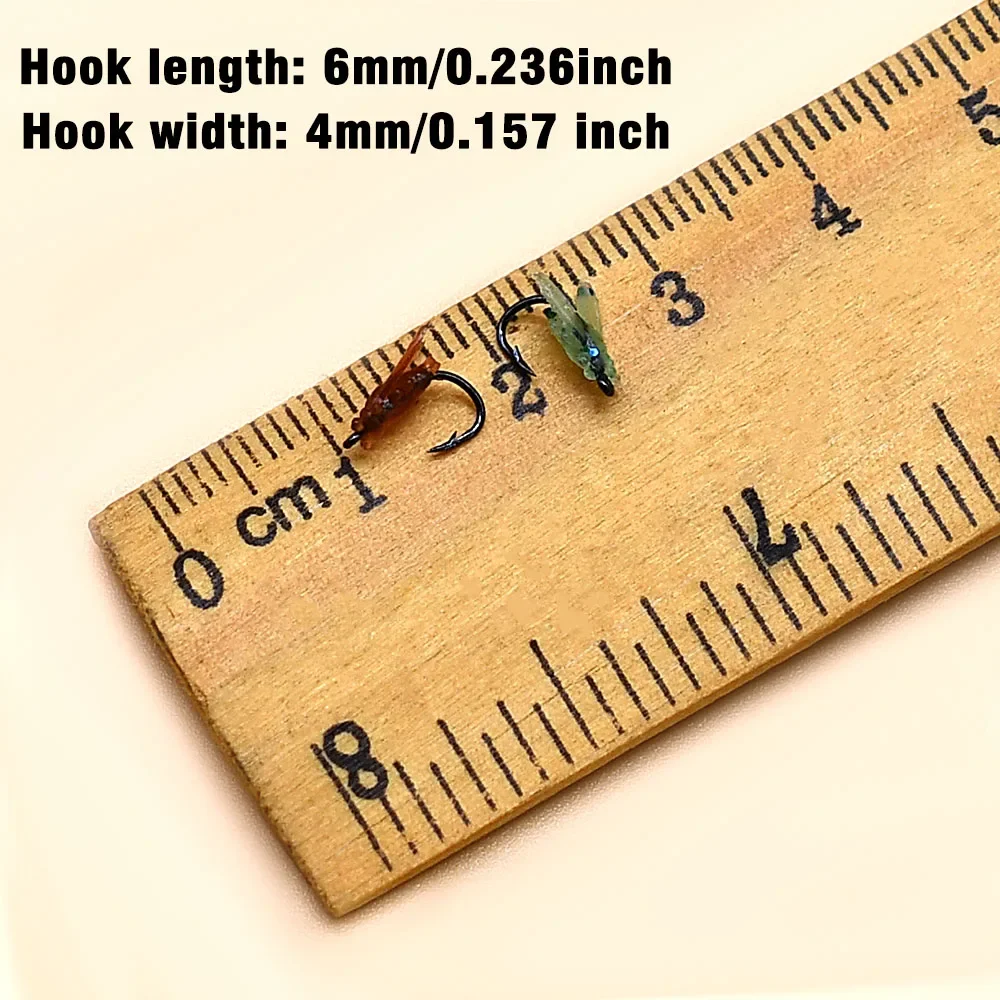 10 unids/caja señuelo de pesca con mosca biónico, anzuelo pequeño de Color, cebo de pesca con mosca, nuevo anzuelo con mosca, cebo suave, añade peces, equipo de pesca atractivo - imagen 5
