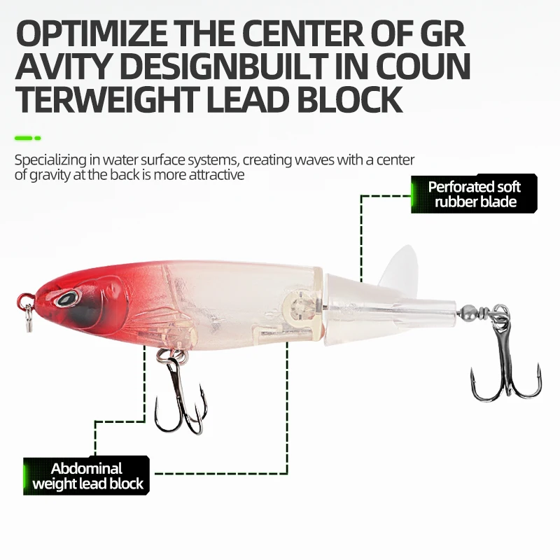 Cebo de pescado tractor rojo cebo Artificial duro Crankbait Popper Topwater Señuelos de Pesca 13g Wobblers cola giratoria aparejos de pesca - imagen 3