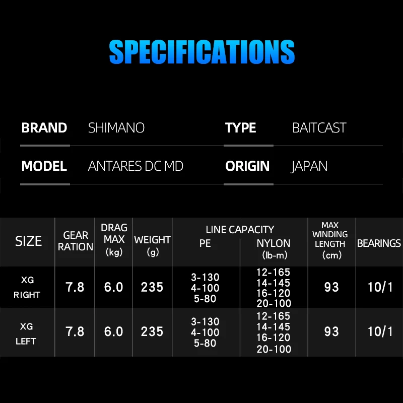 SHIMANO ANTARES DC MD 2023 Made in Japan Baitcasting Reel Gear Ratio 7.4:1 7.8:1 11/1BB Saltwater Fishing Reel - imagen 4