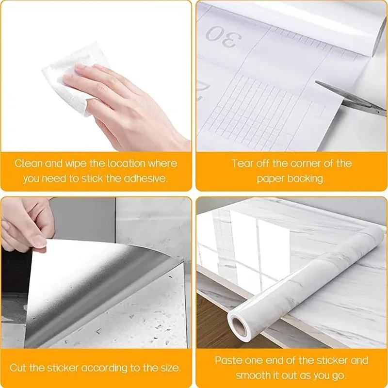 Papel tapiz de pared adhesivo resistente al agua, molde artesanal de 55CM, decoración de armario de cocina y comedor de mármol, pegatina de pared para el hogar - imagen 5