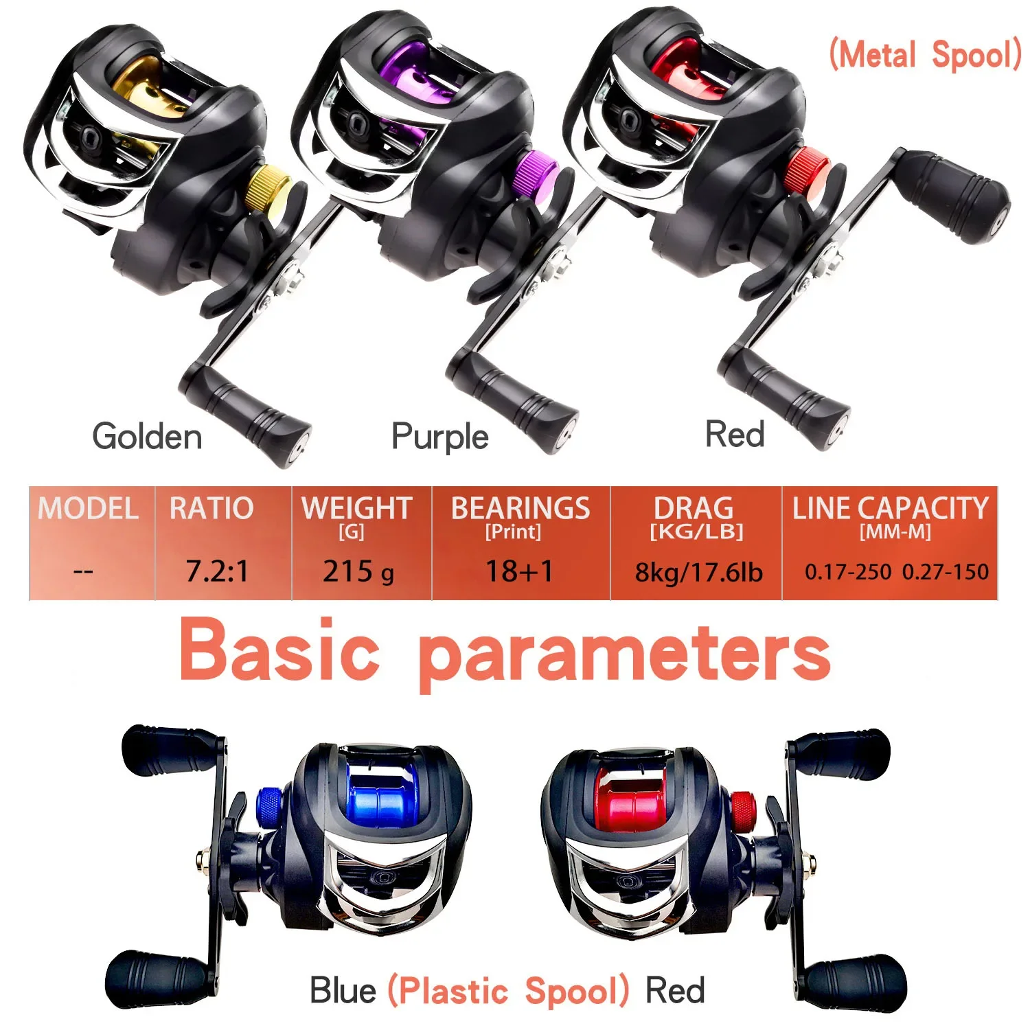 JOSBY-carrete de Baitcasting de pesca ultraligero, relación de engranaje 7,2: 1, 8KG, potencia máxima de arrastre, mano izquierda/derecha, rueda duradera para agua salada/dulce - imagen 4