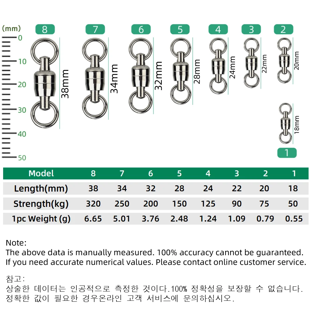 5 uds rodamiento de bolas de pesca giratorio de acero inoxidable aparejos de pesca de agua de mar conector de pesca en alta mar accesorios de señuelo de pesca - imagen 2
