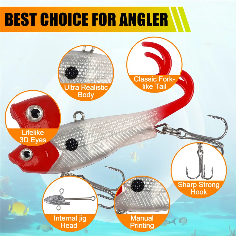 Señuelos de plantilla de pesca blandos preequipados, 10 piezas, 12g, 21g, Swimbait, señuelos de lubina para pesca Crappie Walleye jig - imagen 4