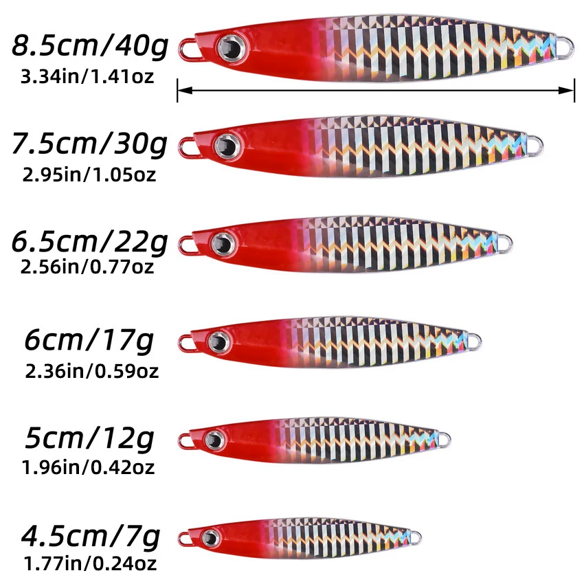 Señuelos de cuchara de Metal, cebo Artificial de 60g, 40g, 22g, 7G, aparejos de pesca de lubina superdura, lote de 12 unidades - imagen 3