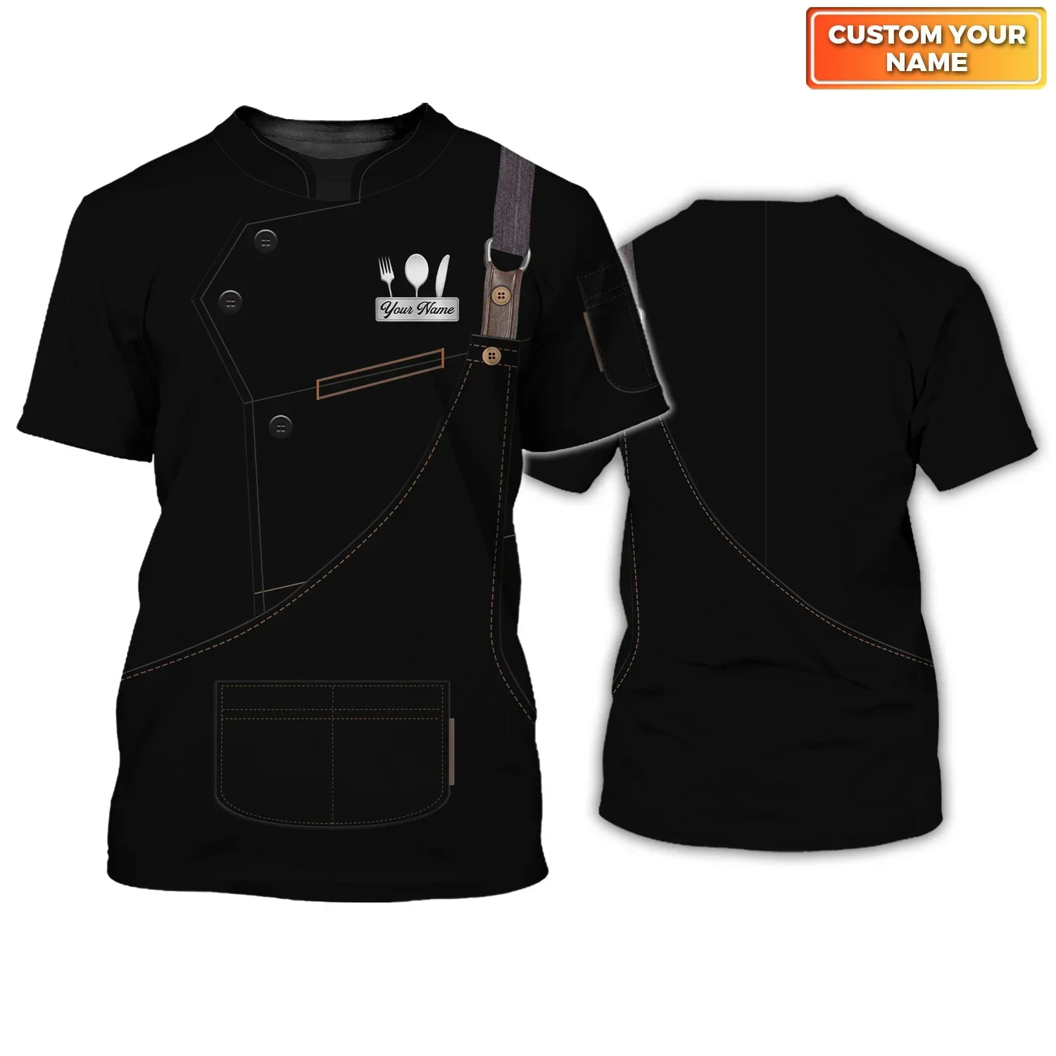 Camiseta 3D personalizada con nombre de Chef unisex para verano - imagen 5
