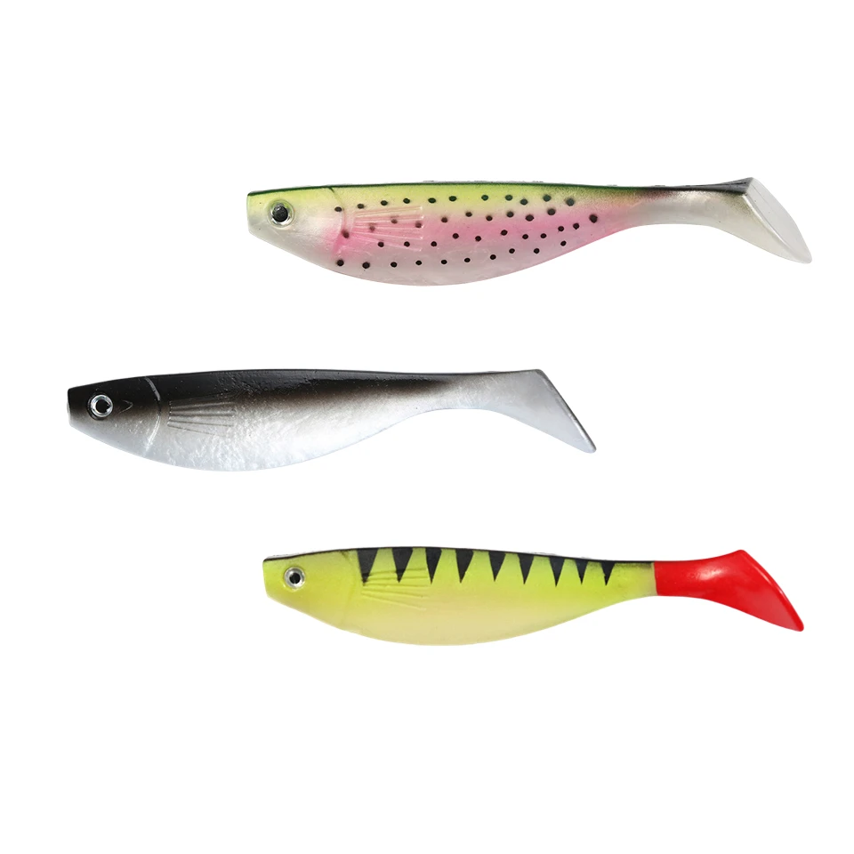 Swolfy-Señuelos de Pesca de agua salada, cebo suave grande, sábalo de silicona, lubina Artificial, Lucio Swimbait, cola de paleta, plantilla Wobblers, 23cm, 70g - imagen 2