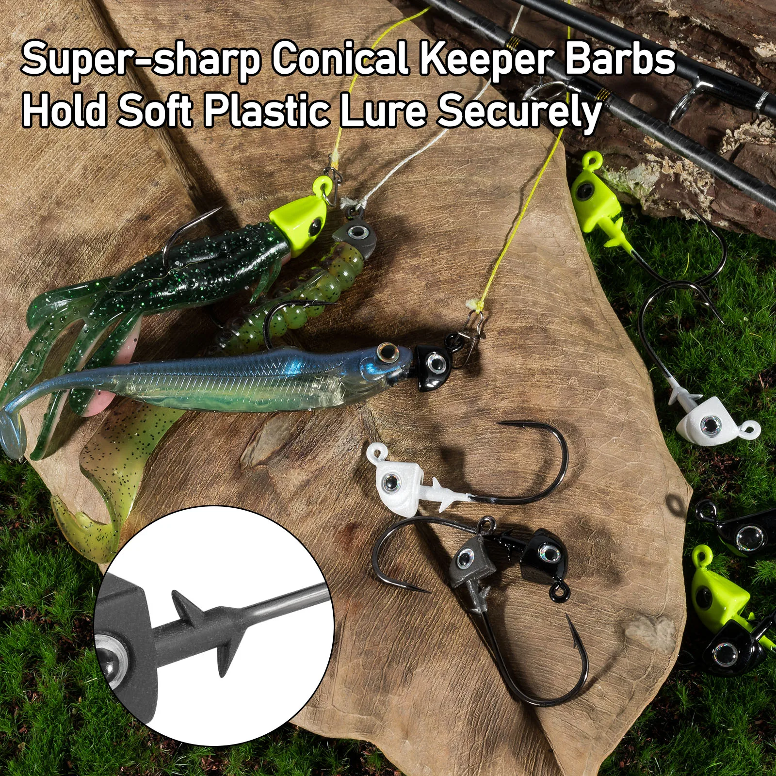 Señuelo de pesca de tungsteno, cabeza de plantilla de 5 piezas, Swimbait, para agua salada, lubina, ojos 3D, Surf - imagen 4