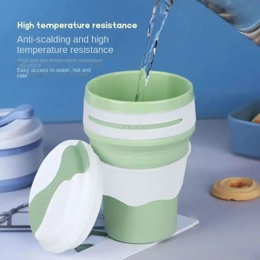 Taza de agua plegable de 350ml, resistente a altas temperaturas, reutilizable, de silicona, para té y café, hervidor deportivo para ahorrar espacio y oficina - imagen 2