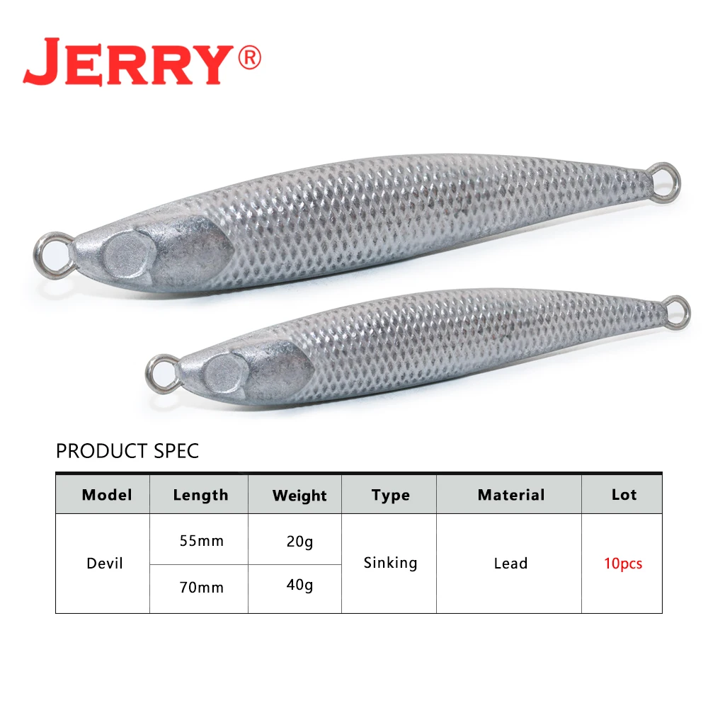 Jerry DEVIL 20G 40G sin pintar Metal fundido Jig cuchara Shore Casting Jigging pescado lubina señuelo de pesca aparejos de cebo Artificial - imagen 2
