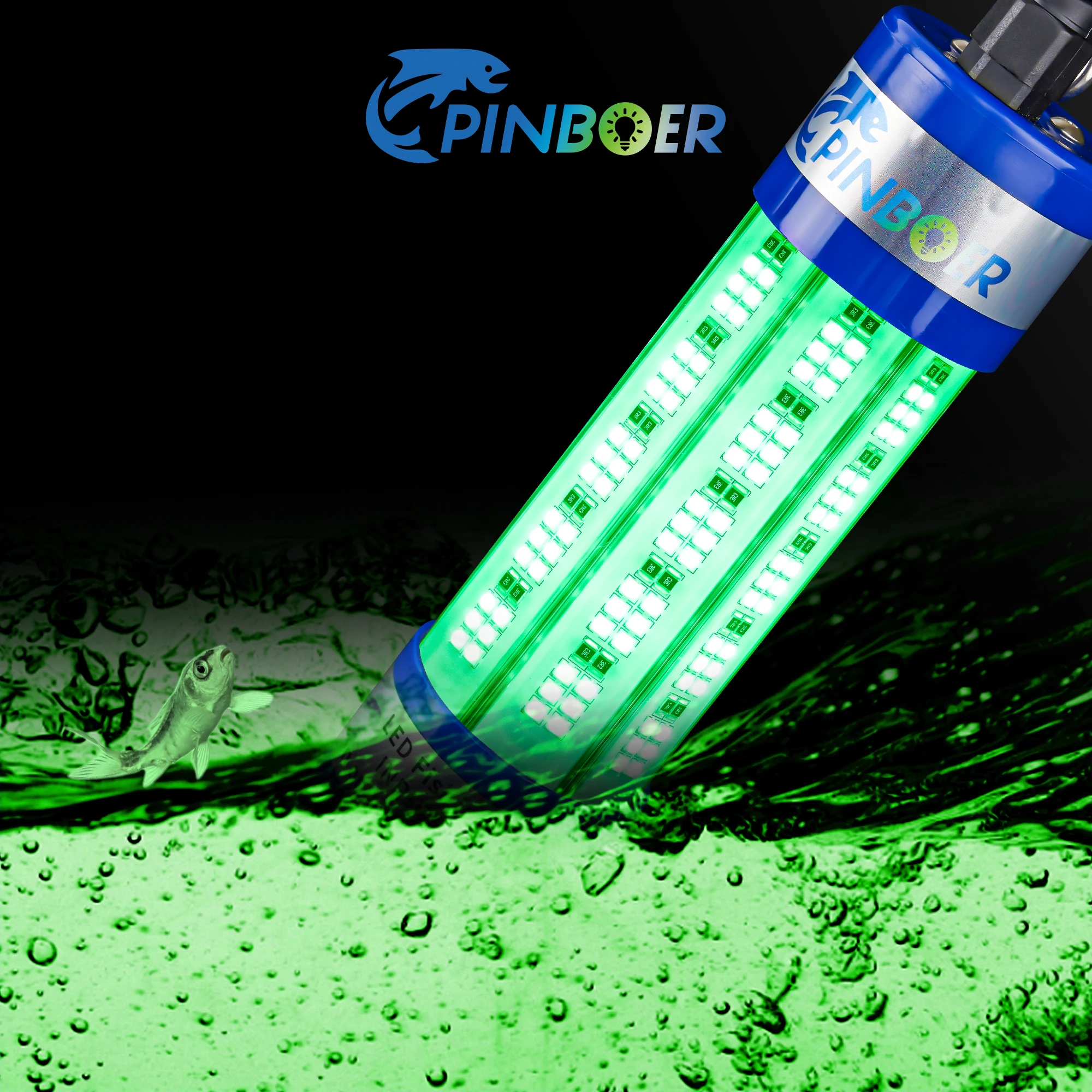 Pinboer-luz de pesca submarina, 150W, DC12V, 20000LM, verde, blanco, sumergible, LED de alta potencia, señuelo, cebo y lámpara buscador, atractivo - imagen 4