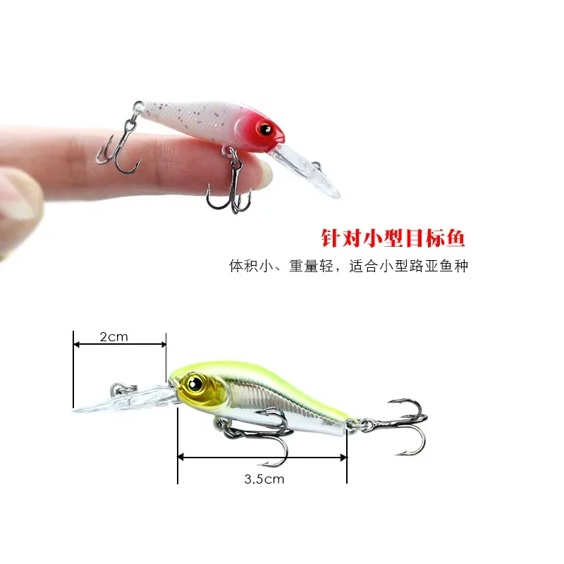 1 unidad 3,5 cm 2,4g señuelo de Pesca calidad Minnow señuelo ojos 3D cebo duro de plástico Pesca plantilla Artificial Wobblers Crankbait cebo de Pesca - imagen 3