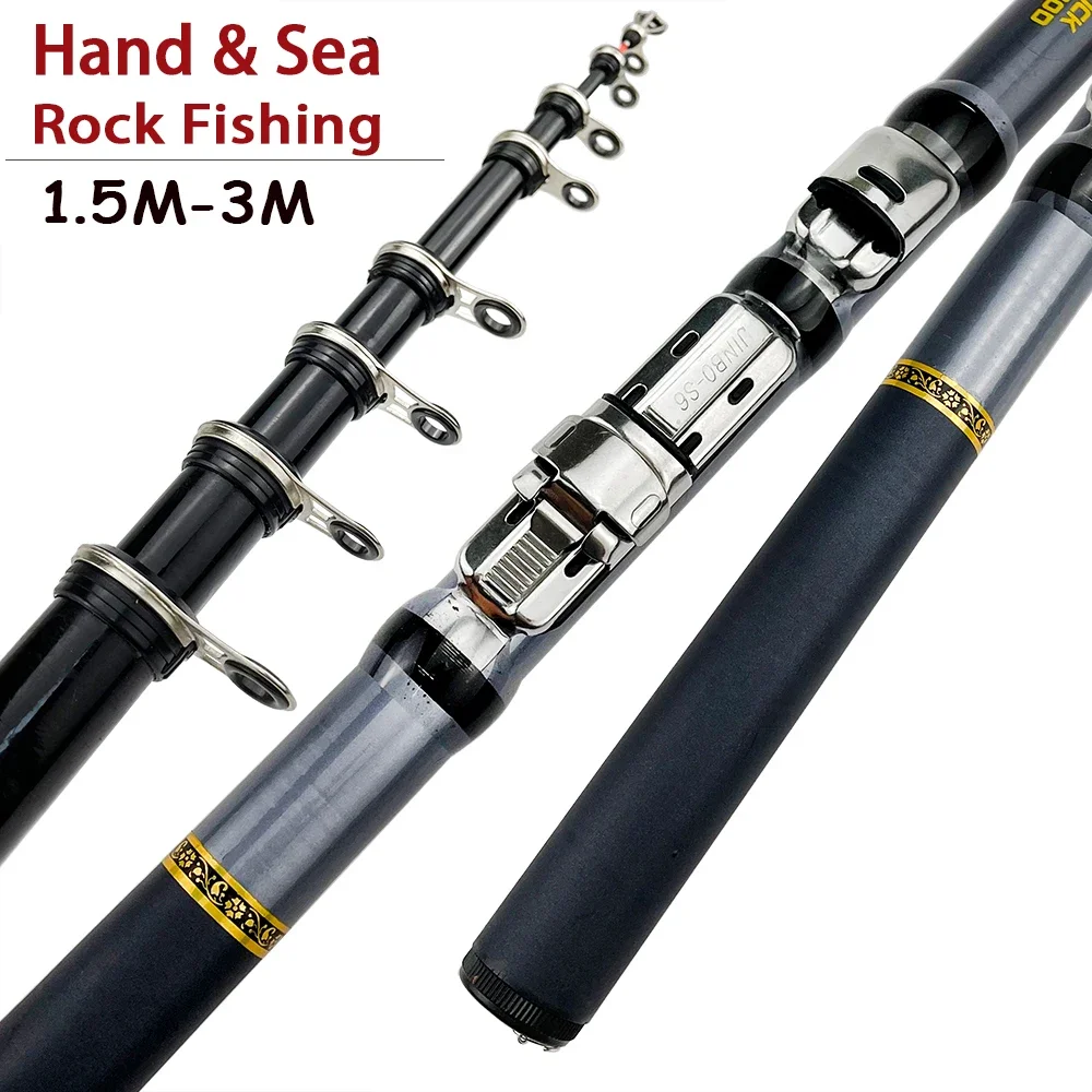 Cañas de pescar en roca de alta calidad, caña telescópica portátil para trucha, carbono, ultraligera, Surf, Spinning, viaje rápido, 1,8 m, 2,1 m, 2,4 m, 2,7 m, 3m