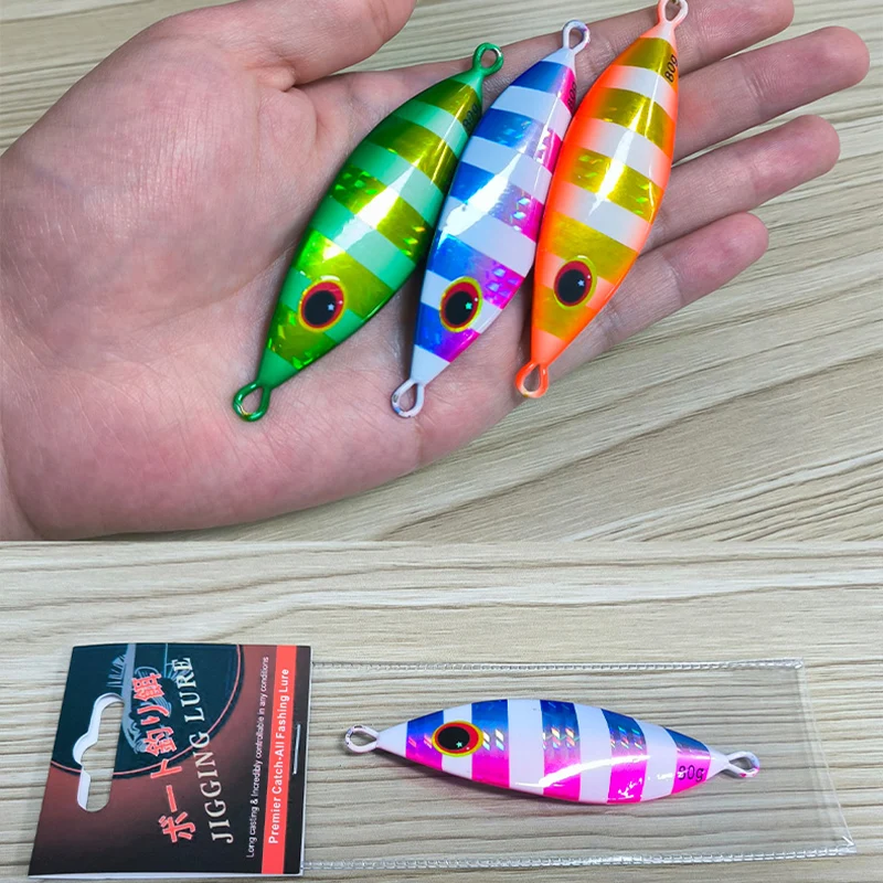 TEASER J135 40g 60g 80g 100g 150g cebo de pesca brillante Jigging agua salada plantillas de hundimiento lento señuelo de fundición larga cebos de plantilla de Metal duro - imagen 4