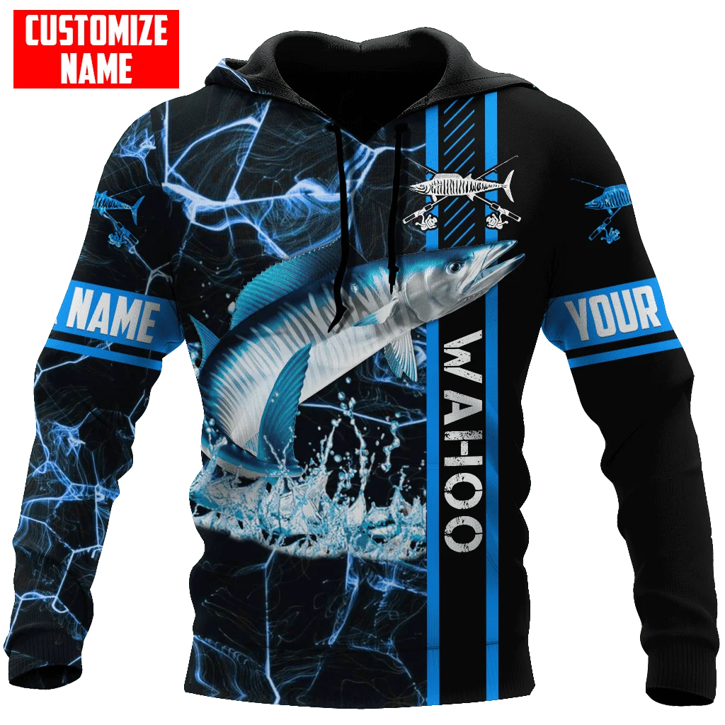 KJ875 Sudadera pesca Wahoo tridimensional personalizada - Unisex