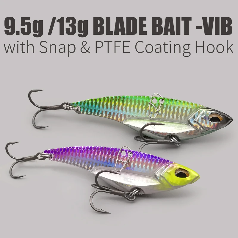 Cebo de hoja de 9,5g y 13g, vibración de Metal, fundición larga, cierre rápido y revestimiento súper deslizante de PTFE, 4X-anzuelos triples fuertes, señuelo de pesca - imagen 2