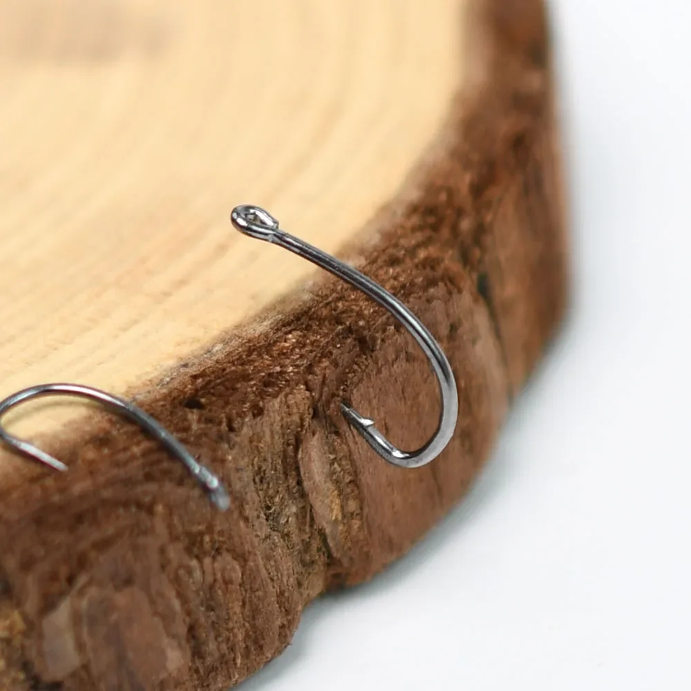 50 Uds. Anzuelo de pesca de carpa curvado con púas negras de acero al carbono de alto fuerte, anzuelo circular con mosca, ninfas, anzuelo con mosca de huevo húmedo - imagen 2