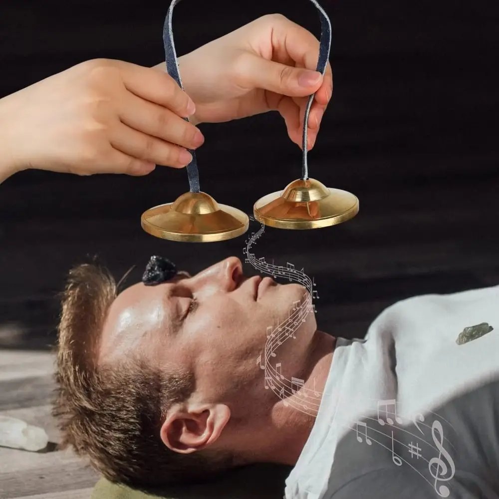 Platillo Tingsha hecho a mano, campana de latón, ocho símbolos auspiciosos, platillos Tingsha tibetanos, curación espiritual, atención plena - imagen 4