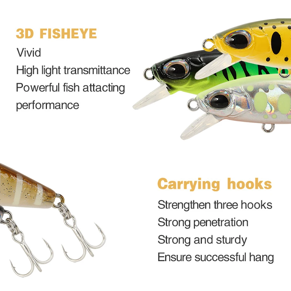 Señuelos de pesca de 5,5 cm y 6,5g, Wobbler de pececillo de hundimiento lento, cebo duro Artificial de fundición larga, Jerkbait, trucha, lubina, MN635 - imagen 5