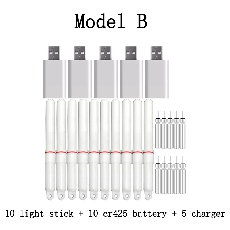 10 stk/partij Elektrische Lightstick Met 10 Oplaadbare CR425 batterij LED Lamp Licht Sticks Visserijvlotter Accessoire D017 - imagen 5