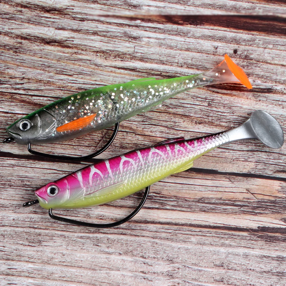 JOHNCOO 10 Uds 4X anzuelo de pesca en sangre anzuelo de manivela ancha de acero al carbono anzuelo compensado anzuelo de púas de gusano suave anzuelos de pesca de carpa - imagen 5