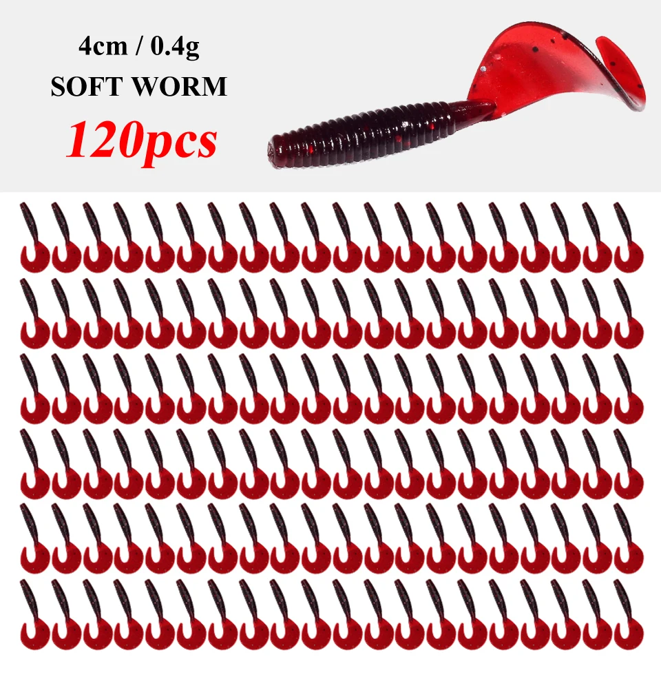 GUSTO SOFT WORM 120pcs ideal para pescadores que buscan opciones de cebo versátiles