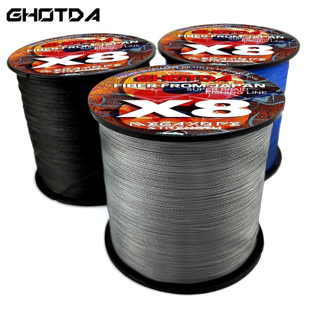 Ghotda-sedal de pesca trenzado 8x, 100m, 300m, 500m, multifilamento japonés, para carpa, 18-78LB, 10 colores disponibles - imagen 2