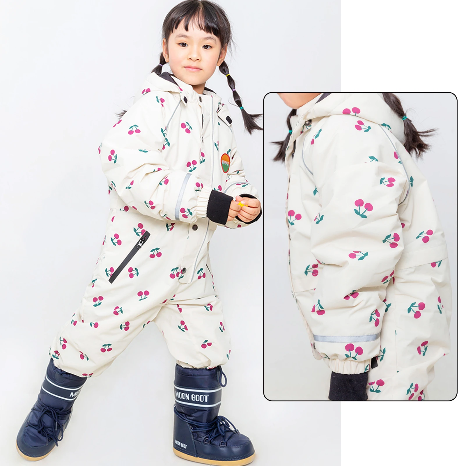 Monos de nieve impermeables infantiles con capucha a prueba de viento - imagen 3