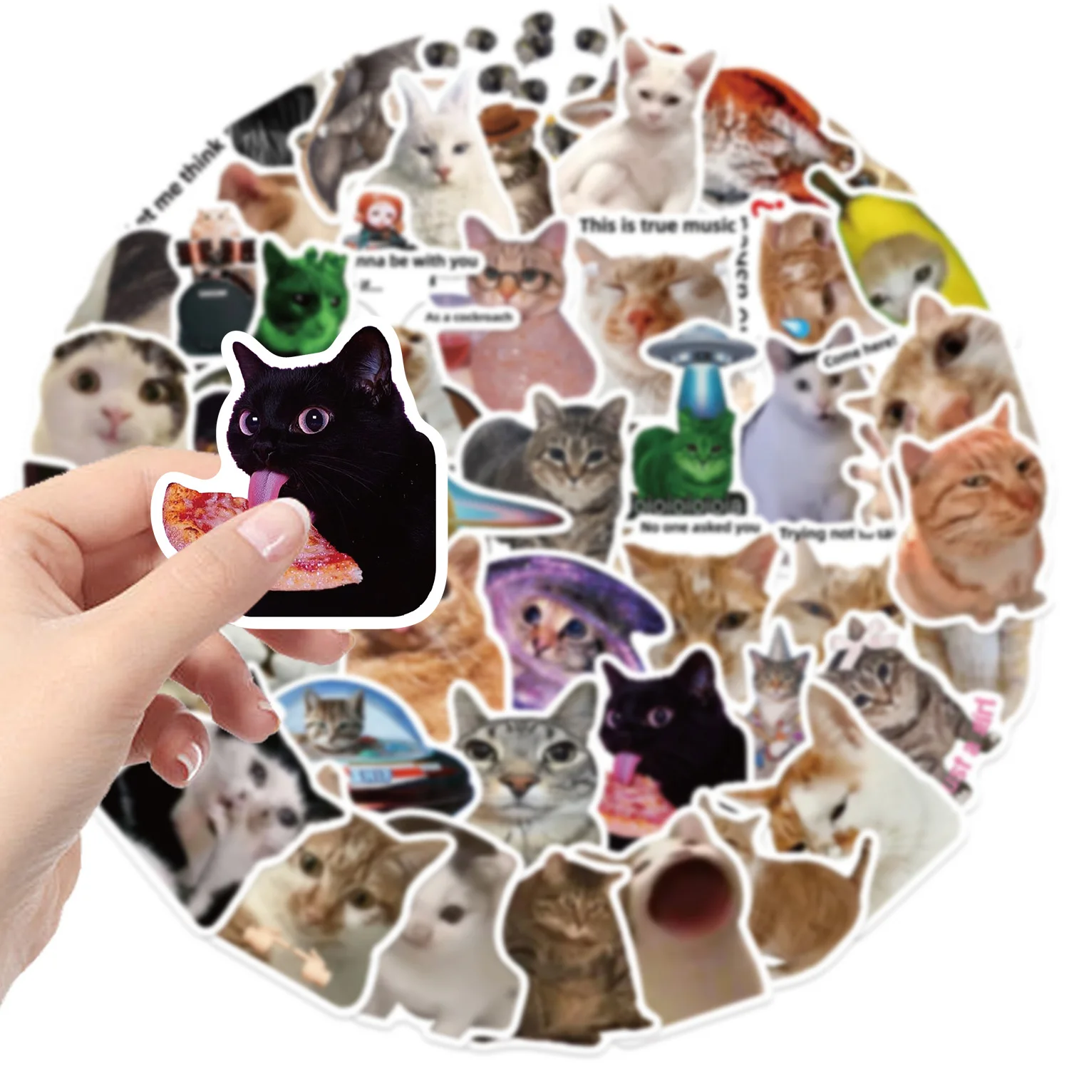 Gato Meme divertido – Pegatinas impermeables para móvil y guitarra - imagen 3